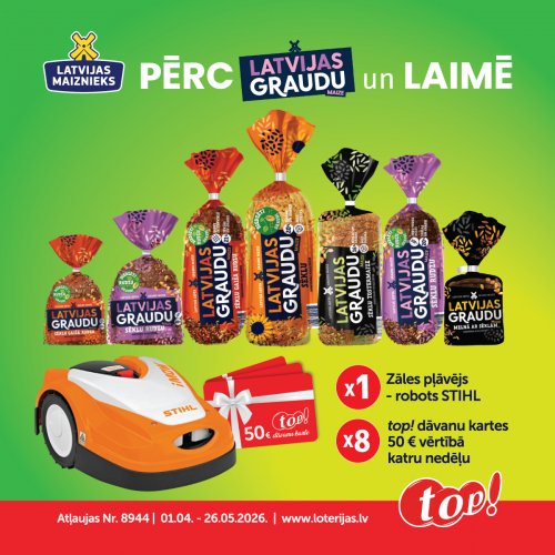 Latvijas Graudu Maize TOP!” lottery in TOP! stores