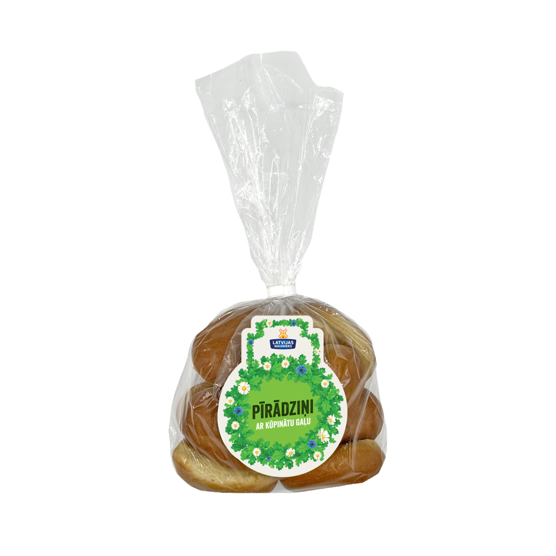 Buns with smoked meat filling in the bag