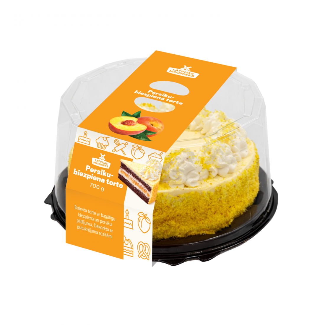 Persiku-biezpiena  torte