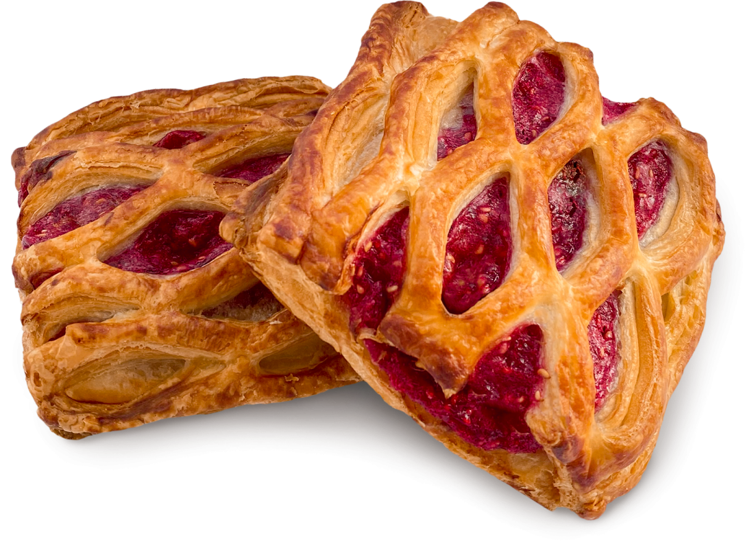 Плетеная малиновая булочка