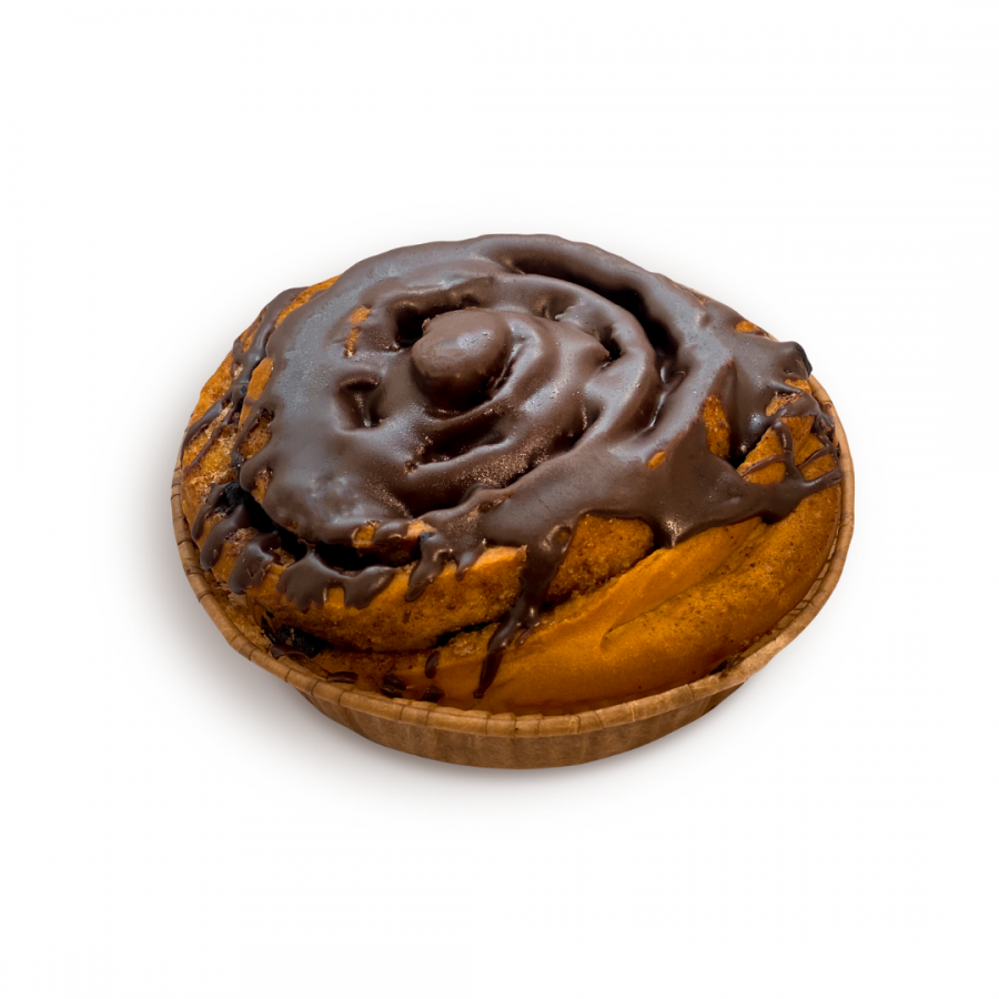 Cinnabon pastry with chocolate
