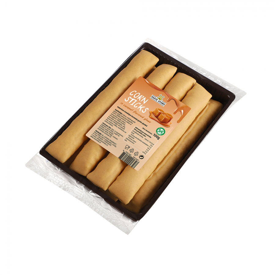 Corn sticks with caramel-flavored glaze