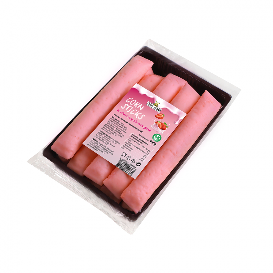 Corn husks with a strawberry-flavored glaze