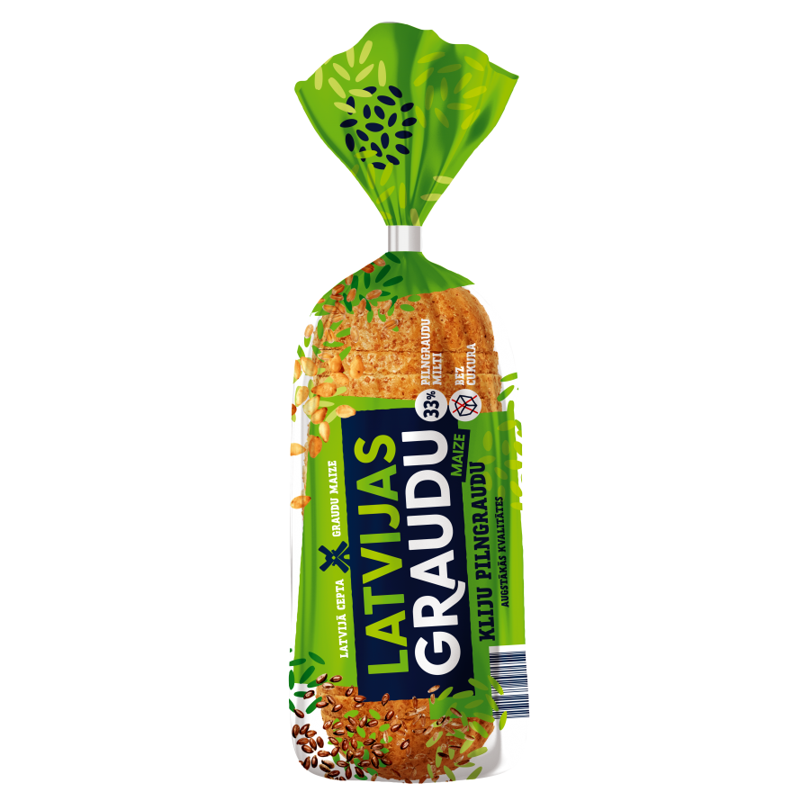 "LATVIJAS GRAUDU" с цельнозерновыми отрубями (Продукт с зелёной ложечкой)