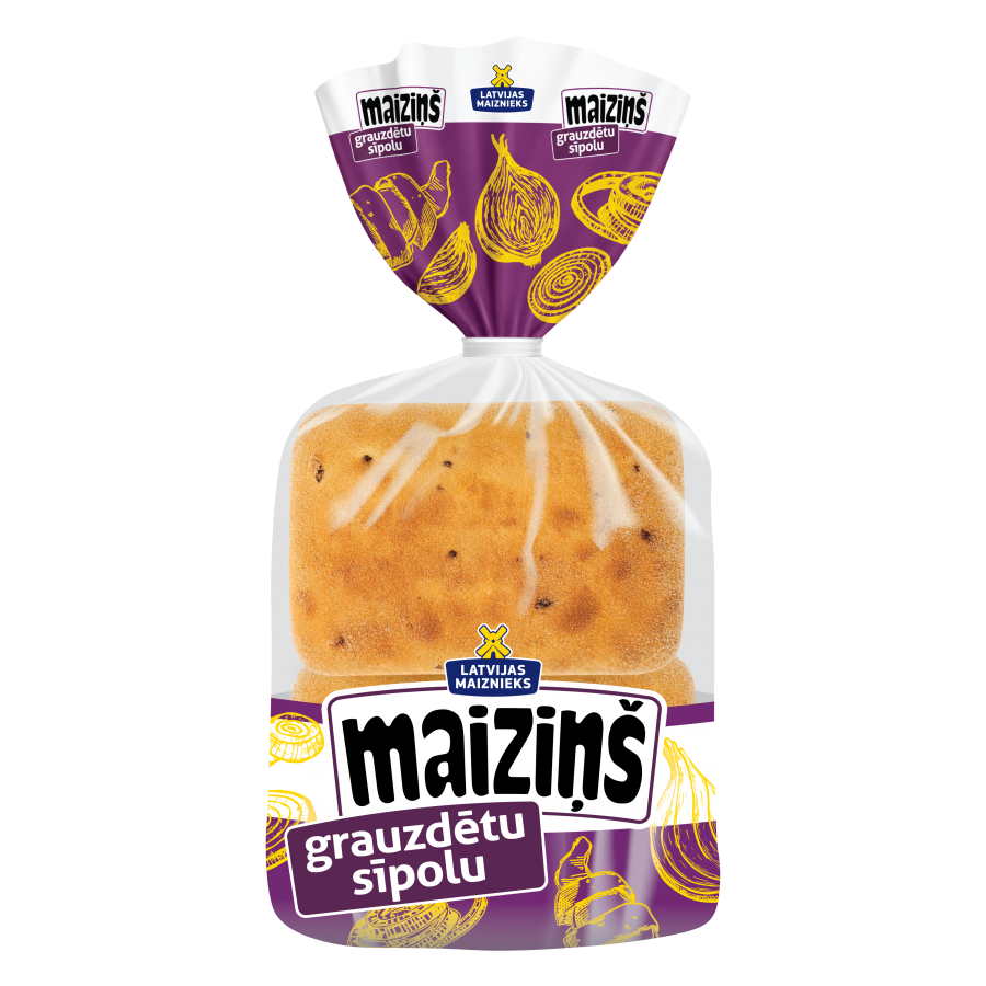 "Maiziņš" with roasted onions