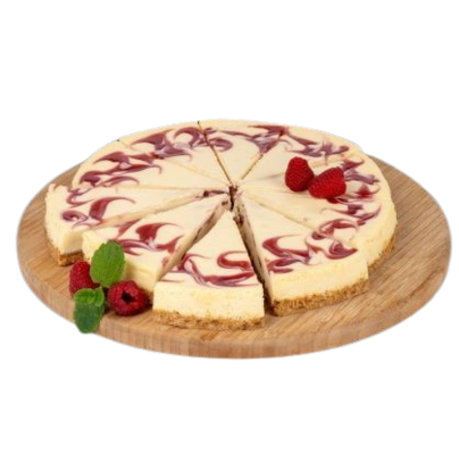 Cheesecake with raspberry filling.